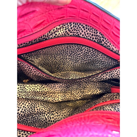 Pink Textured Handbag Ostrich Alligator With Gold Ring Accent shoulder purse PVC - Picture 7 of 16